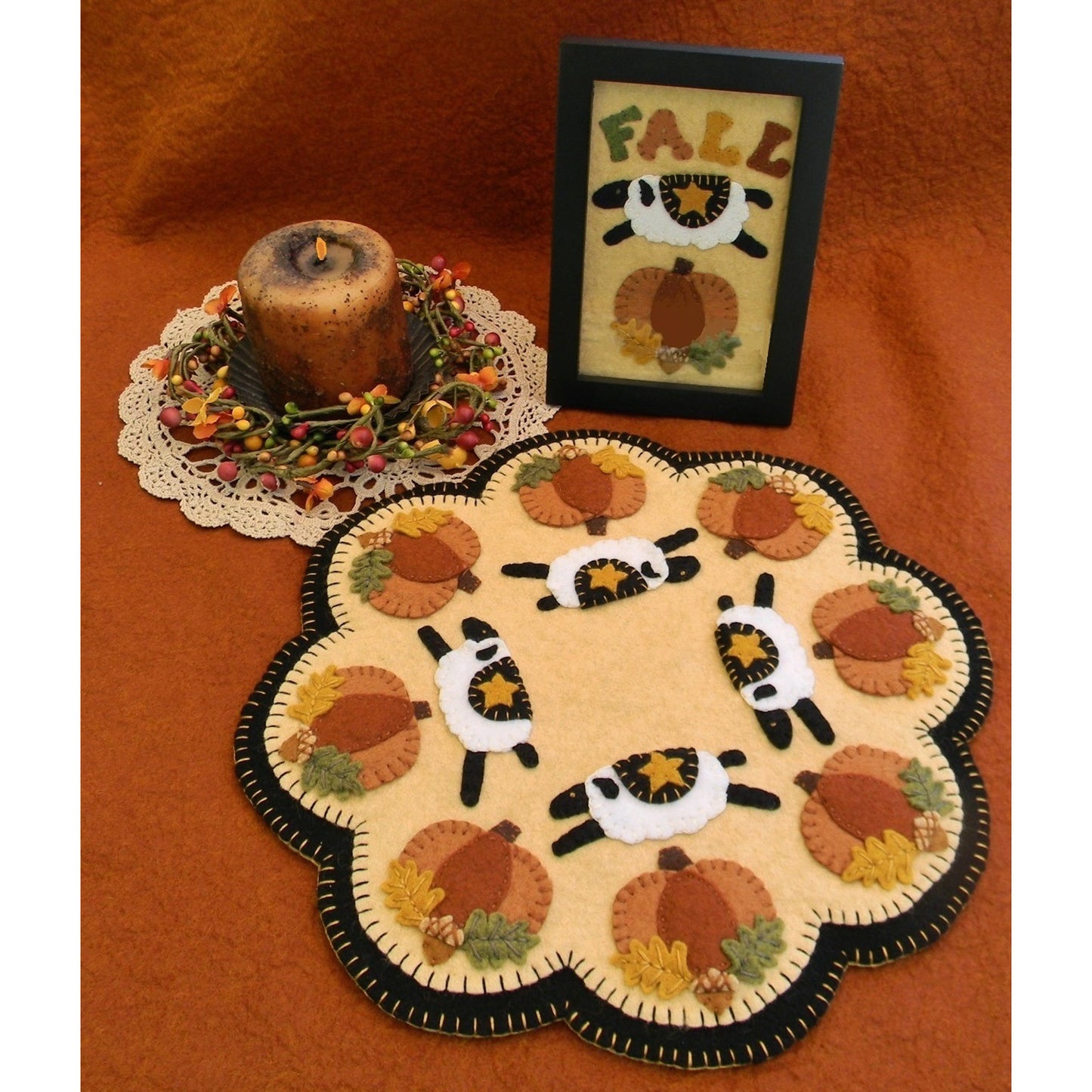 Autumn Sheep Candle Mat Pattern PLP-173 - Paper Pattern