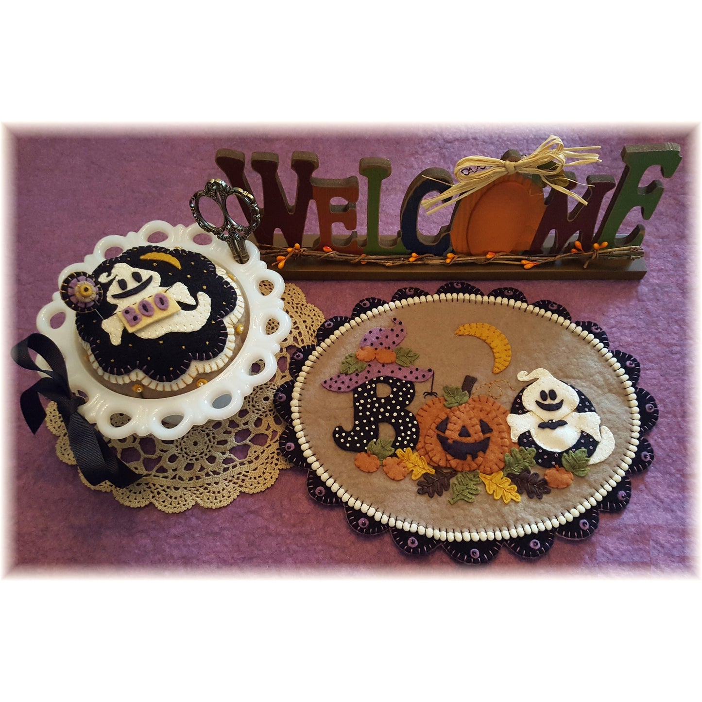 Happy Haunting Table/Wall Mat & Pincushion PLP-216e - Downloadable Pattern