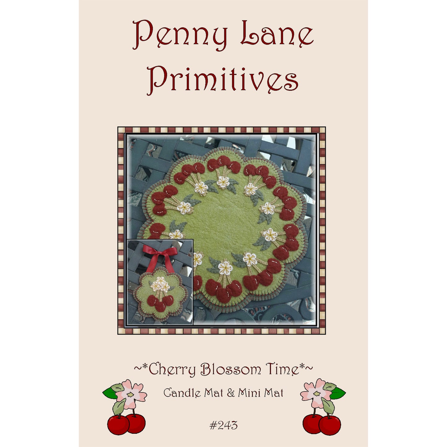 Cherry Blossom Time Candle Mat & Mini Mat PLP-243e - Downloadable Pattern