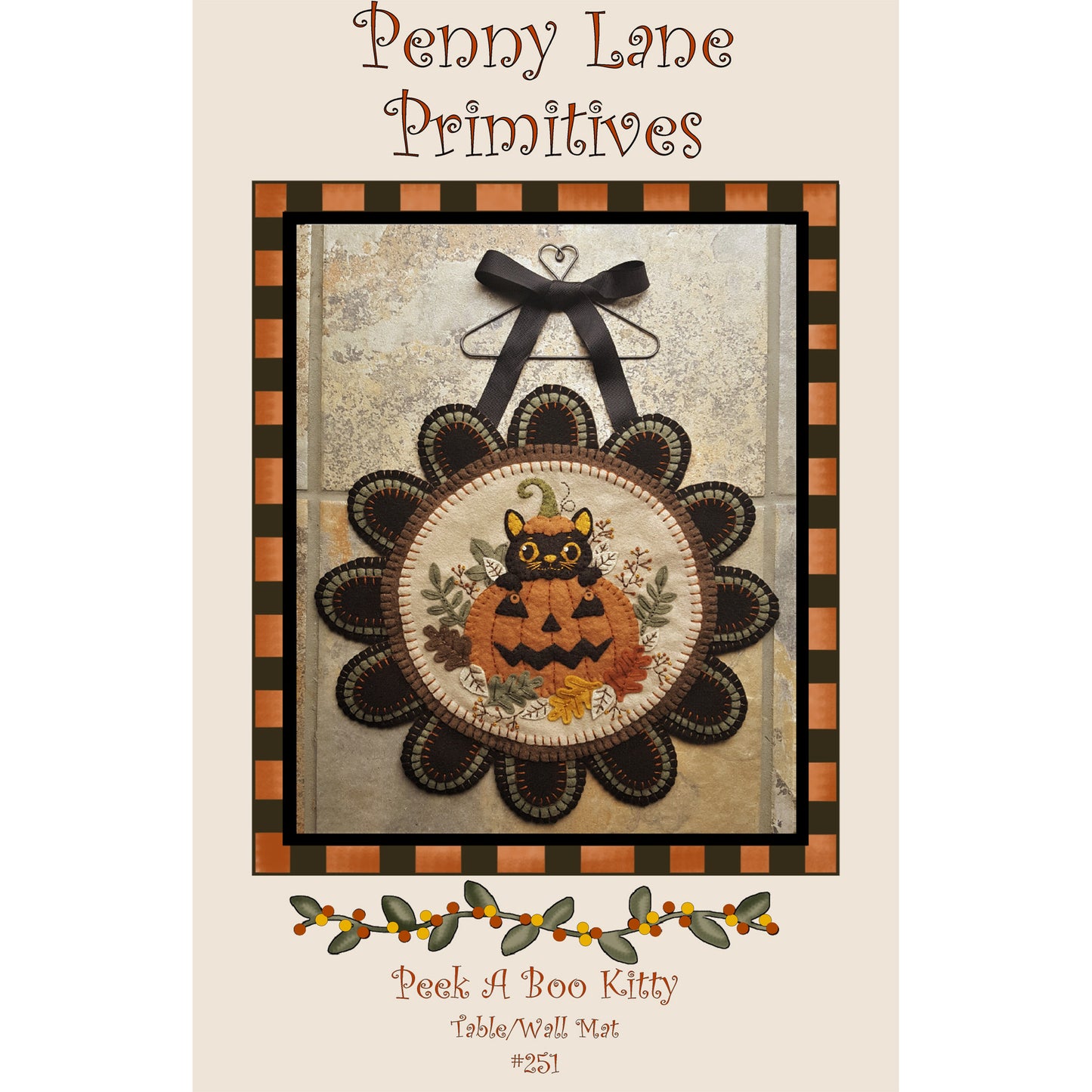 Peek A Boo Kitty Table Mat or Wall Hanging Pattern PLP-251 - Paper Pattern