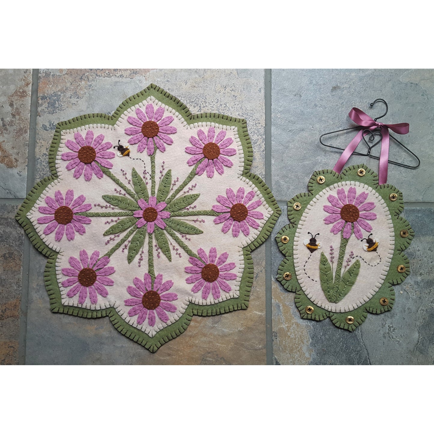 Summer Blossoms - Coneflowers Table Mat & Mini Mat Pattern PLP-254 - Paper Pattern