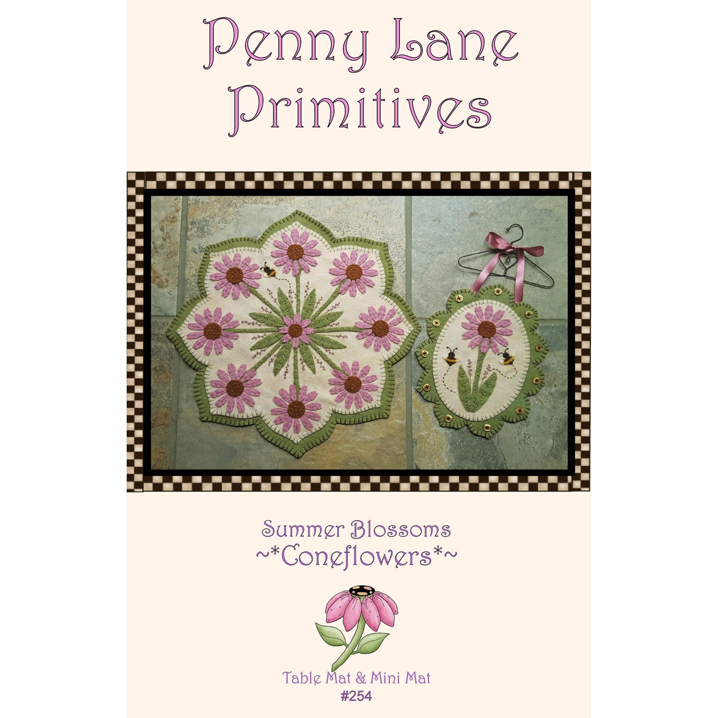 Summer Blossoms - Coneflowers Table Mat & Mini Mat Pattern PLP-254 - Paper Pattern