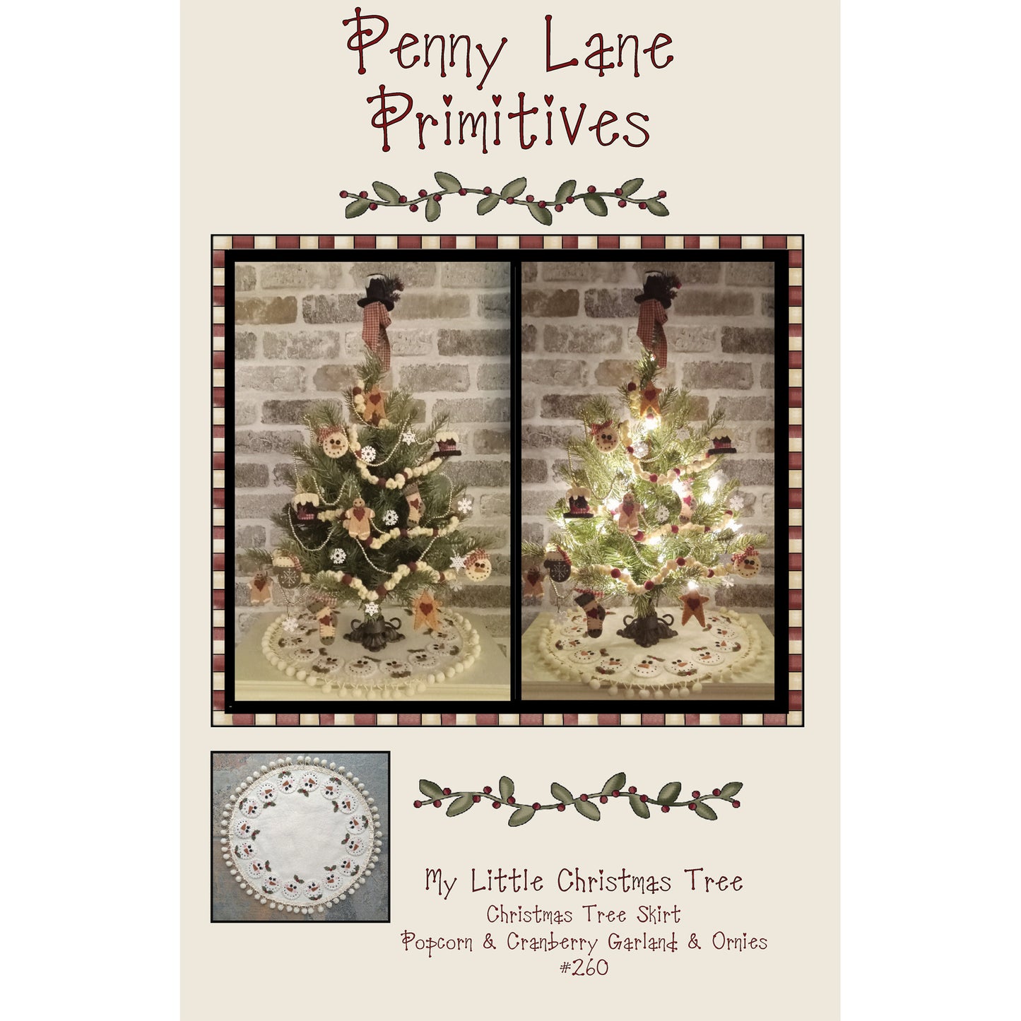 My Little Christmas Tree Christmas Tree Skirt, Popcorn & Cranberry Garland & Ornies PLP-260e - Downloadable Pattern