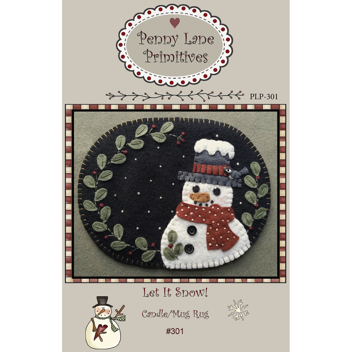 Cover image of pattern for Let it Snow! mug rug.