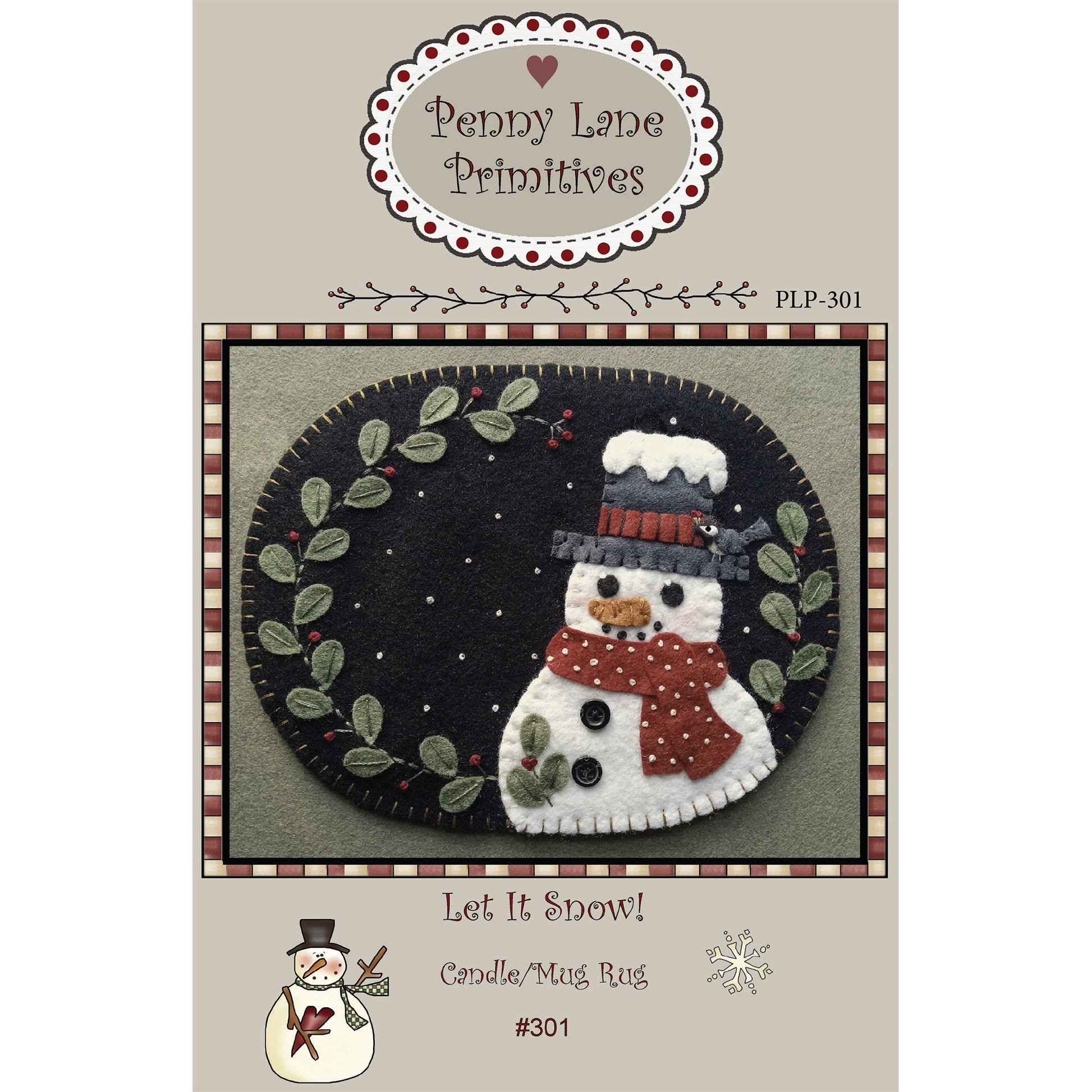Cover image of pattern for Let it Snow! mug rug.