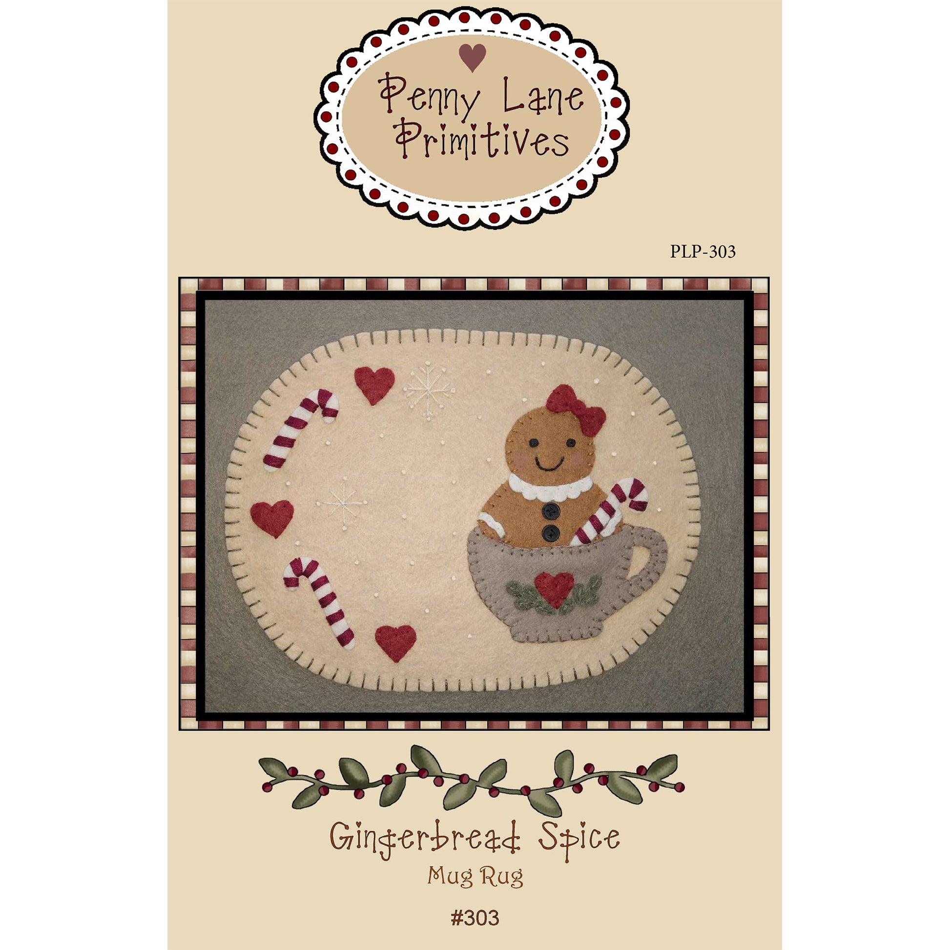 Cover image of pattern for Gingerbread Spice Mug Rug.