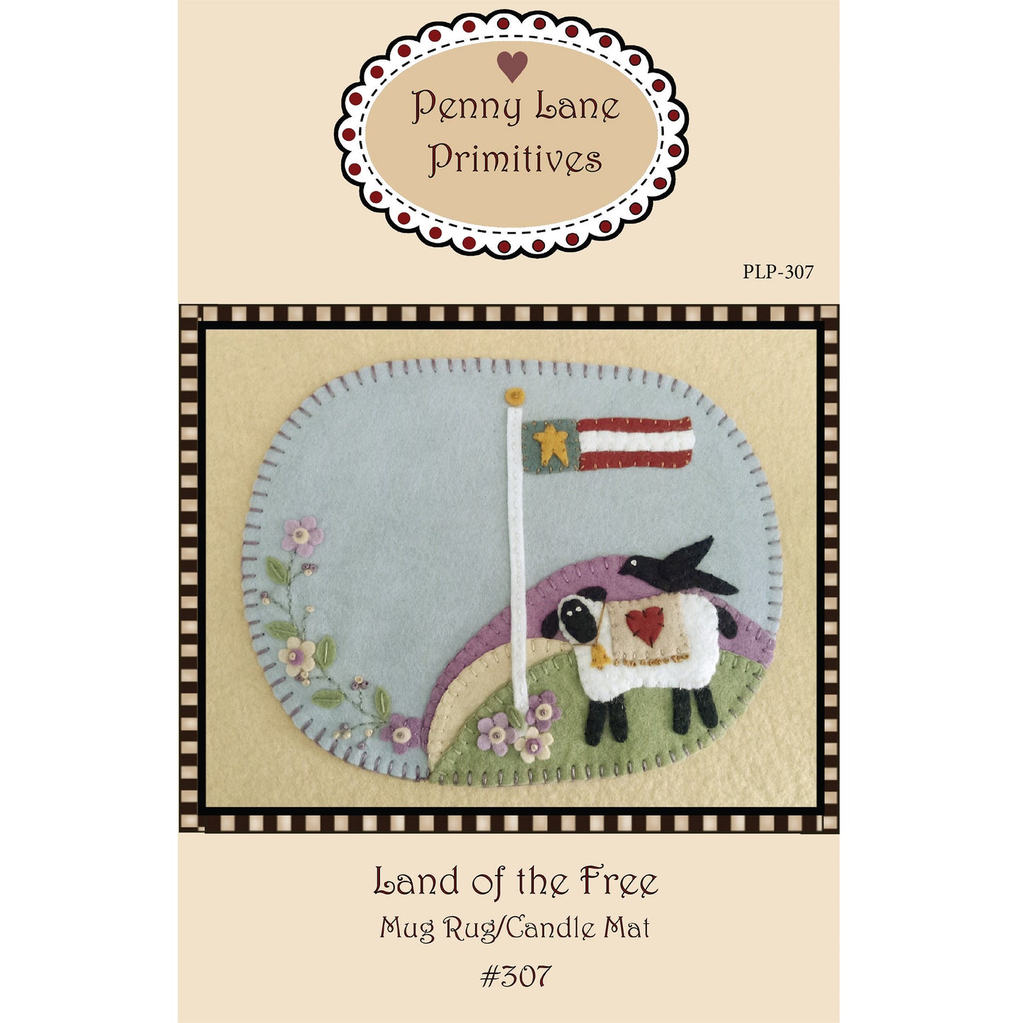 Cover image of pattern for Land of the Free Mug Rug/Candle Mat.