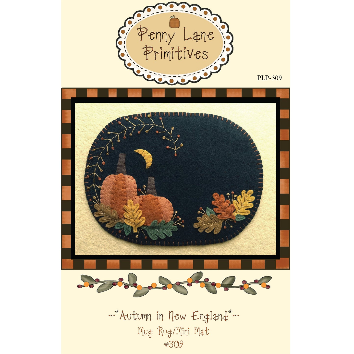 Cover image of pattern for Autumn in New England Mug Rug/Mini Mat.