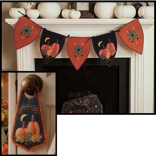Autumn in New England Doorknob Hanger and Banner Set PLP-310e - Downloadable Pattern