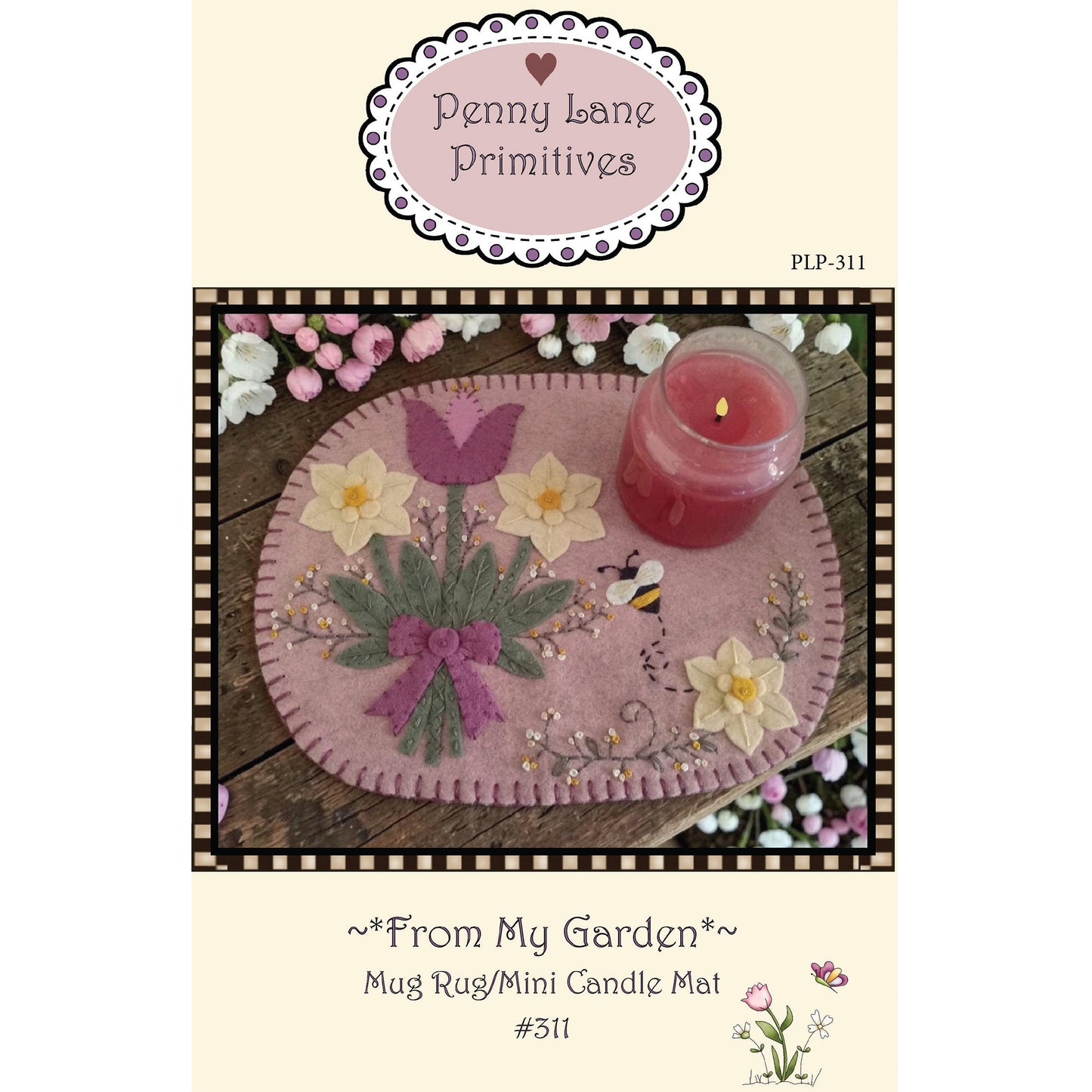 From My Garden - Mug Rug/Candle Mat PLP-311e - Downloadable Pattern