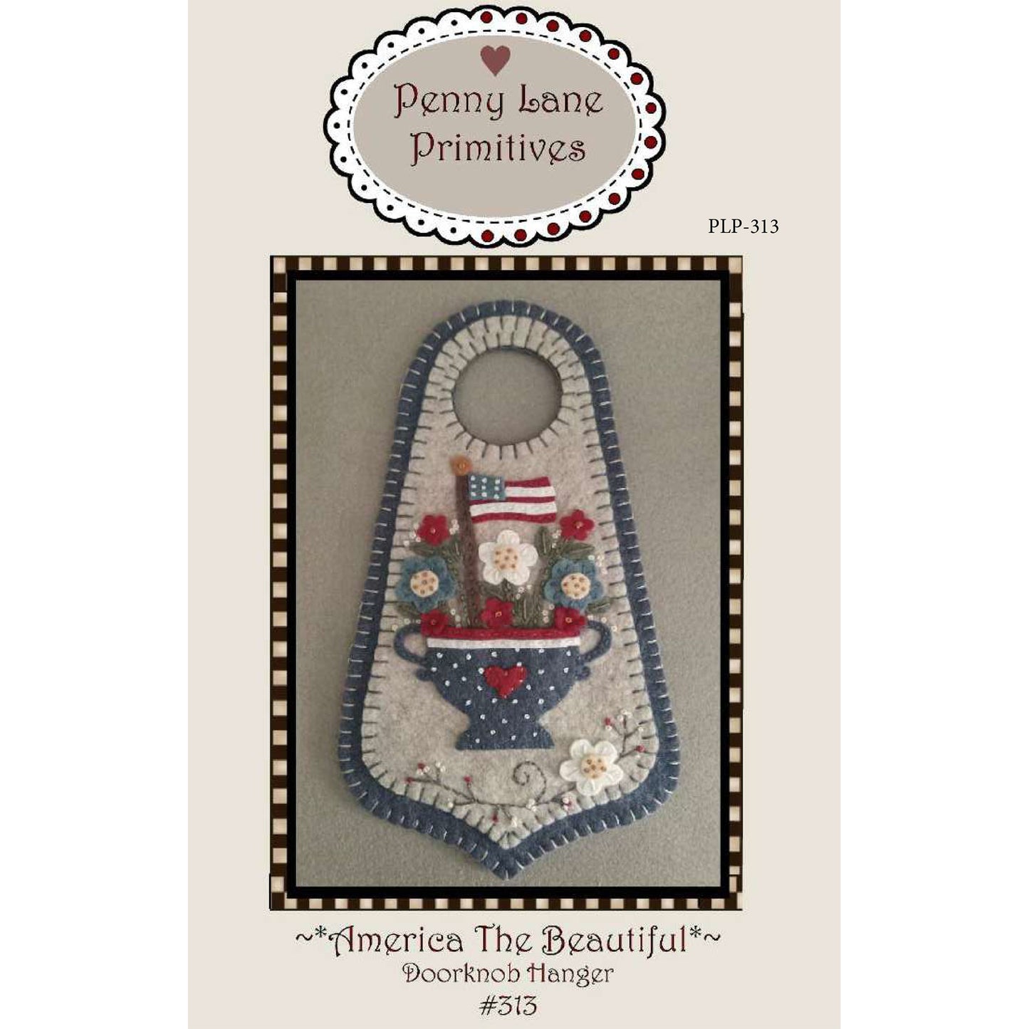 America the Beautiful Doorknob Hanger Pattern PLP-313 - Paper Pattern