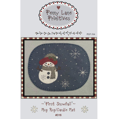 First Snowfall Mug Rug/Candle Mat Pattern PLP-316 - Paper Pattern