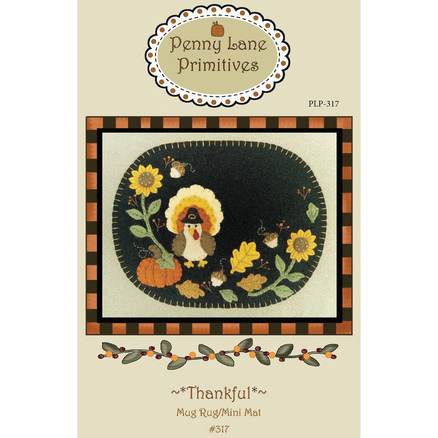 Thankful Mug Rug/Mini Mat Pattern PLP-317 - Paper Pattern