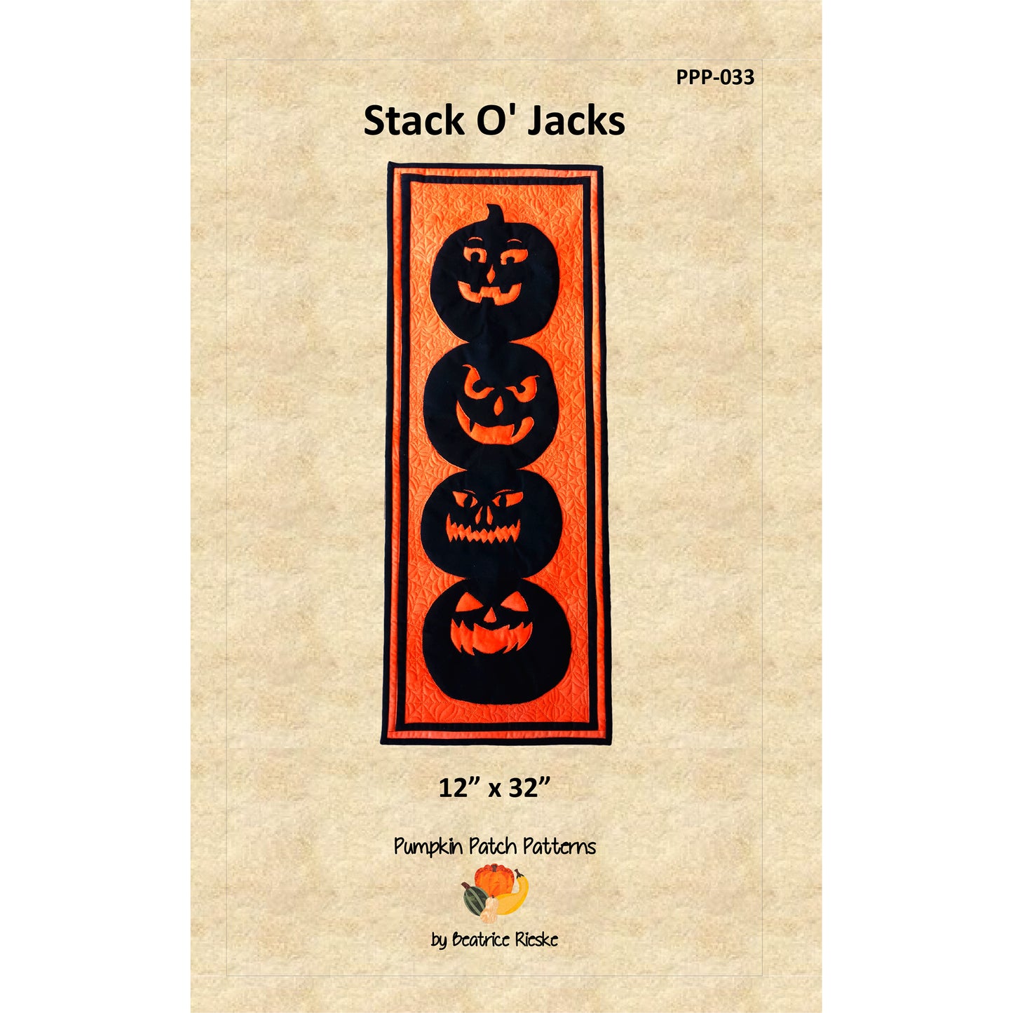 Cover image of pattern for Stack 0'Jacks Table Runner.