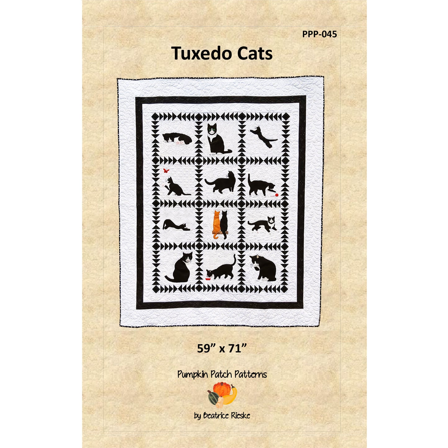 Tuxedo Cats Quilt PPP-045e - Downloadable Pattern