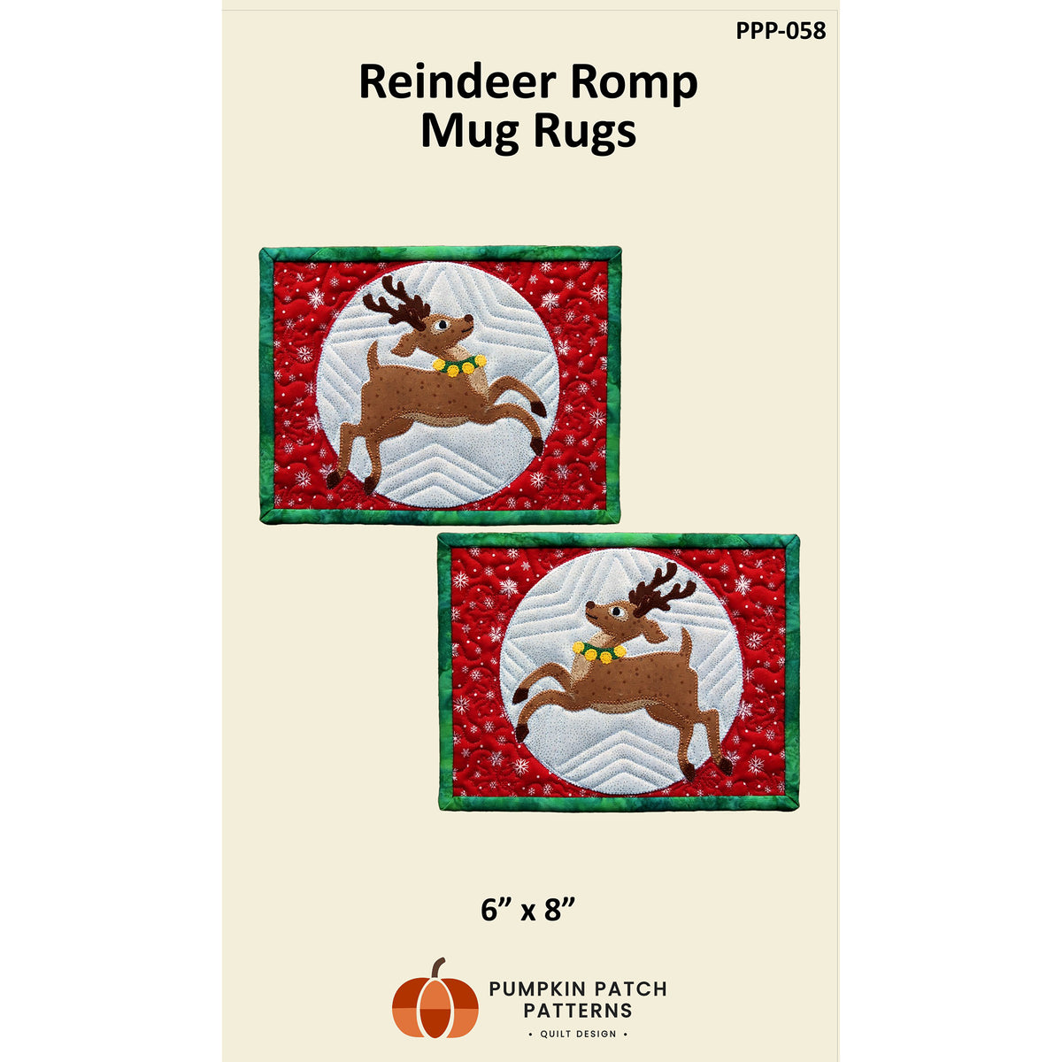 Reindeer Romp Mug Rugs PPP-058e - Downloadable Pattern