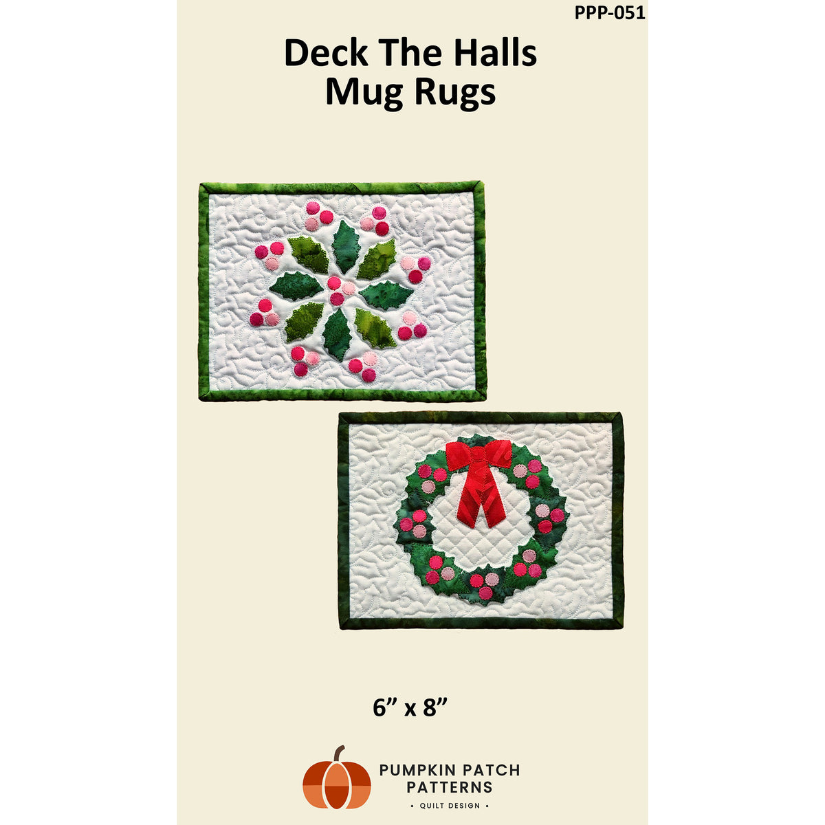 Deck The Halls Mug Rugs PPP-061e - Downloadable Pattern