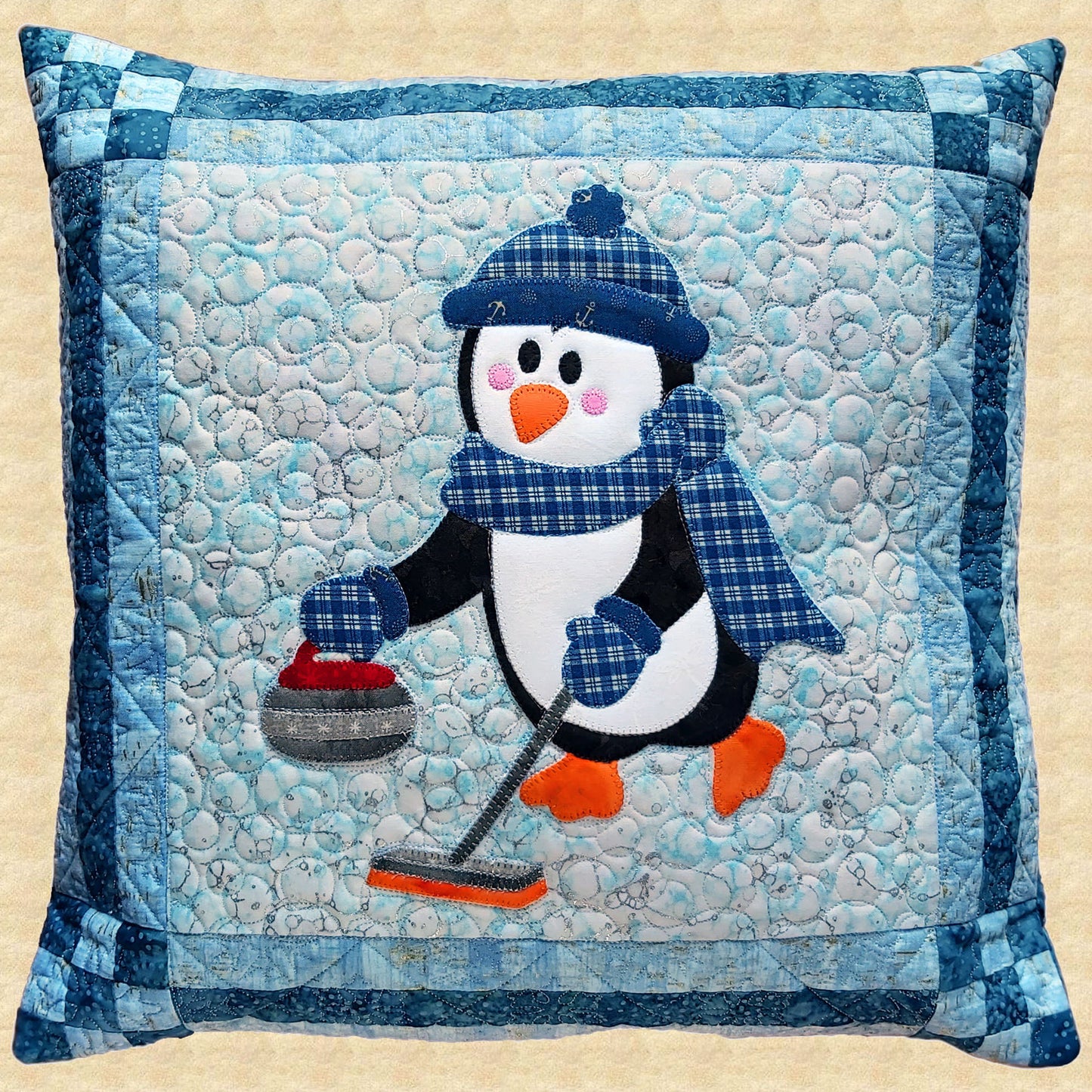 Image of the Curling Penguin Pillow.