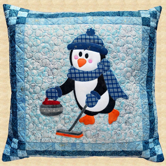 Image of the Curling Penguin Pillow.