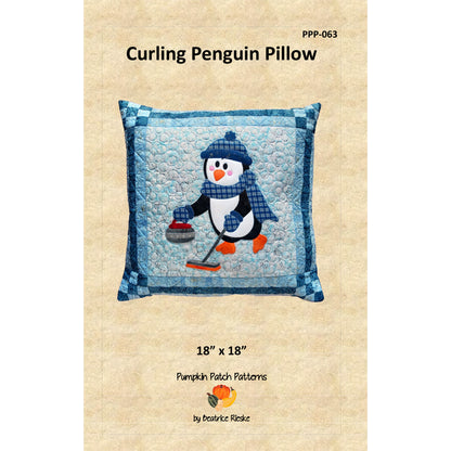 Image of the cover to the Curling Pengiun Pillow pattern.