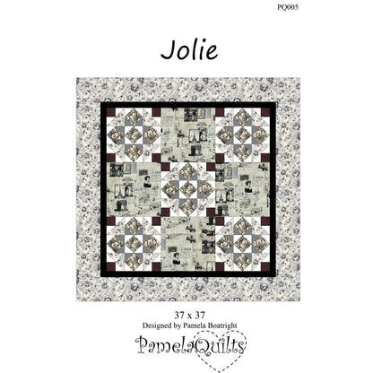 Quilt pattern cover titled 'Jolie' by Pamela Boatright with quilt design and size information.
