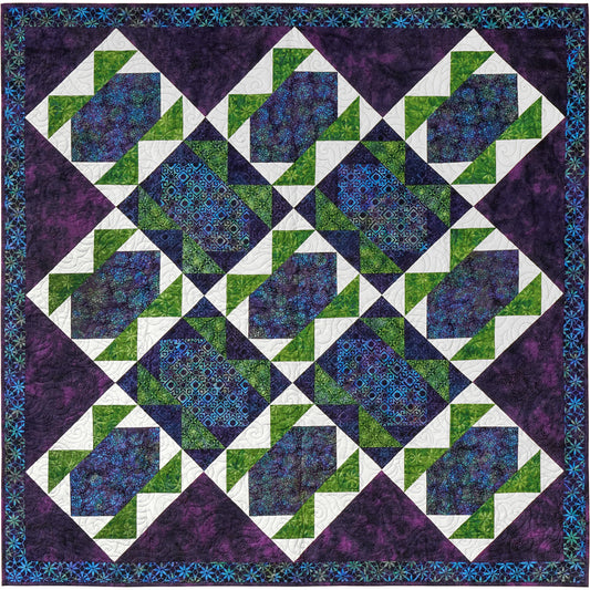 Egyptian-feel quilt featuring blue and green beetles or Scarobs.