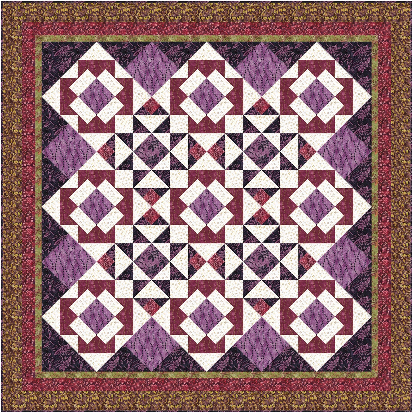 Two basic blocks make this quilt shine – and the pieced setting triangles give it a special sparkle! 