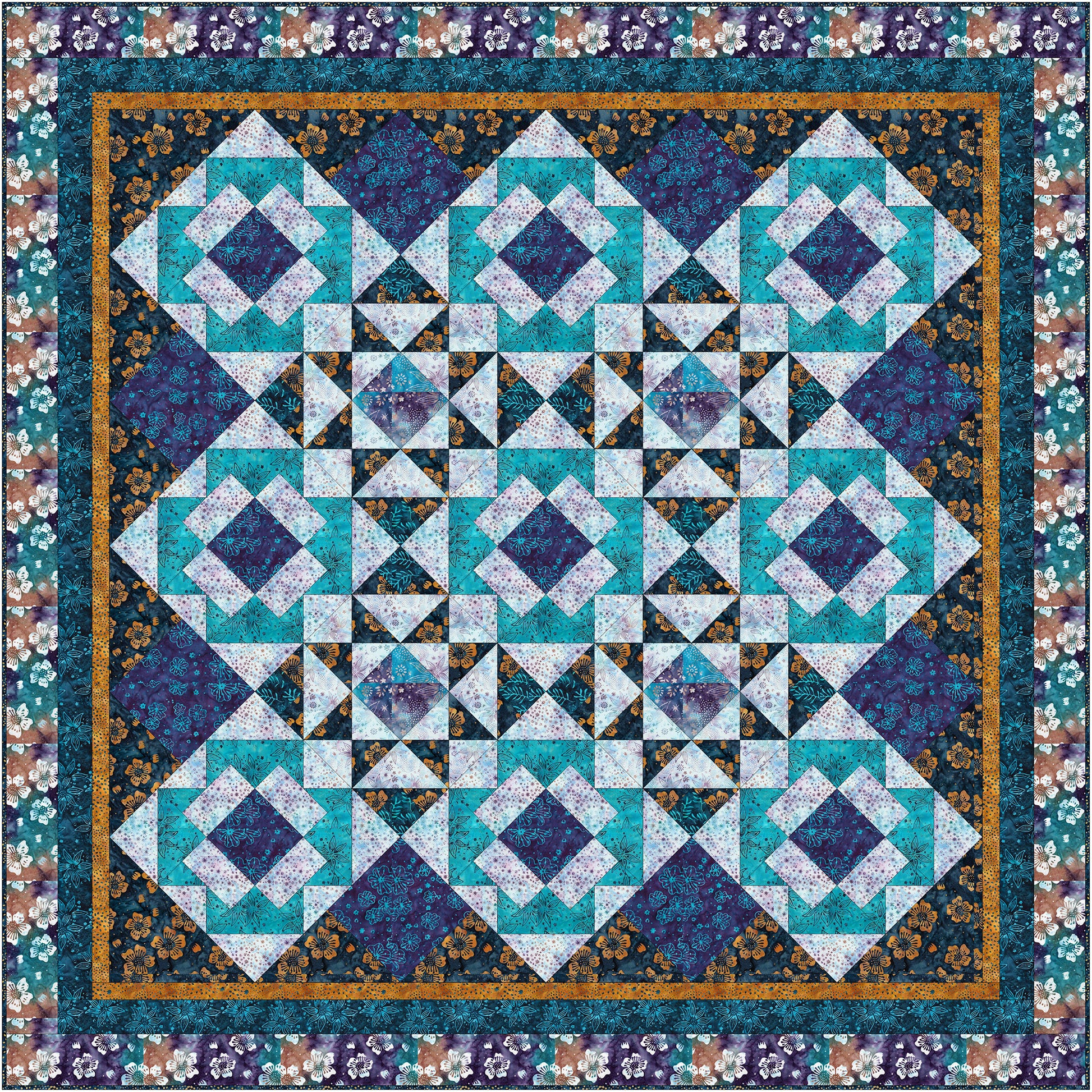 Two basic blocks make this quilt shine – and the pieced setting triangles give it a special sparkle! 