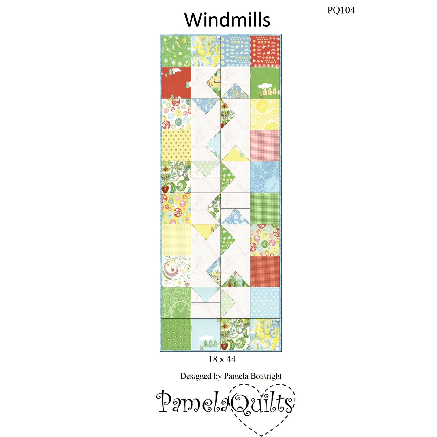 Windmills Table Runner Pattern PQ-104 - Paper Pattern