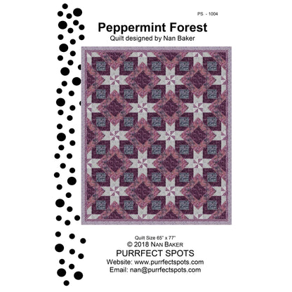 Image of the front cover for the Peppermint Forest quilt pattern by Nan Baker.