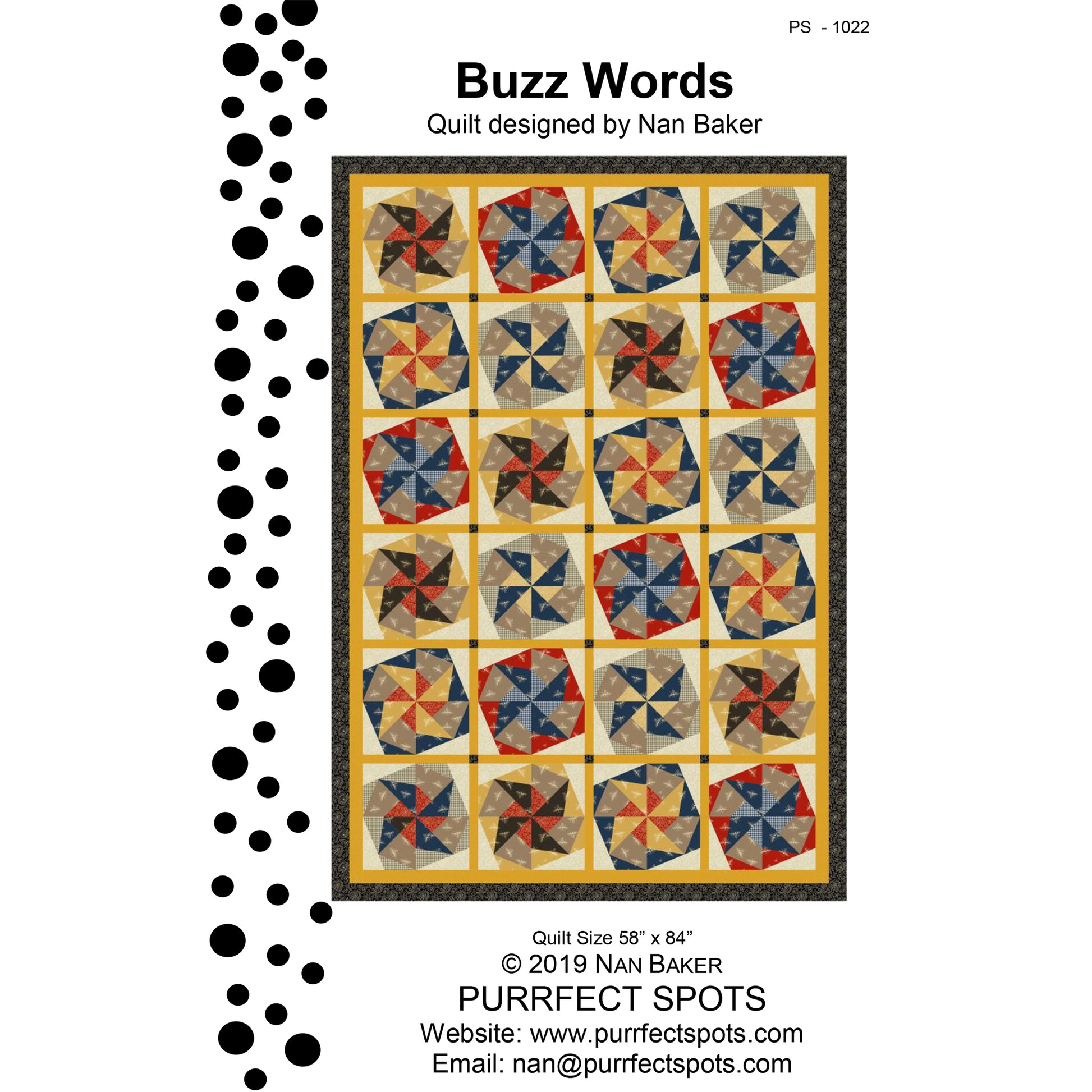 Cover image of pattern for Buzz Words quilt.
