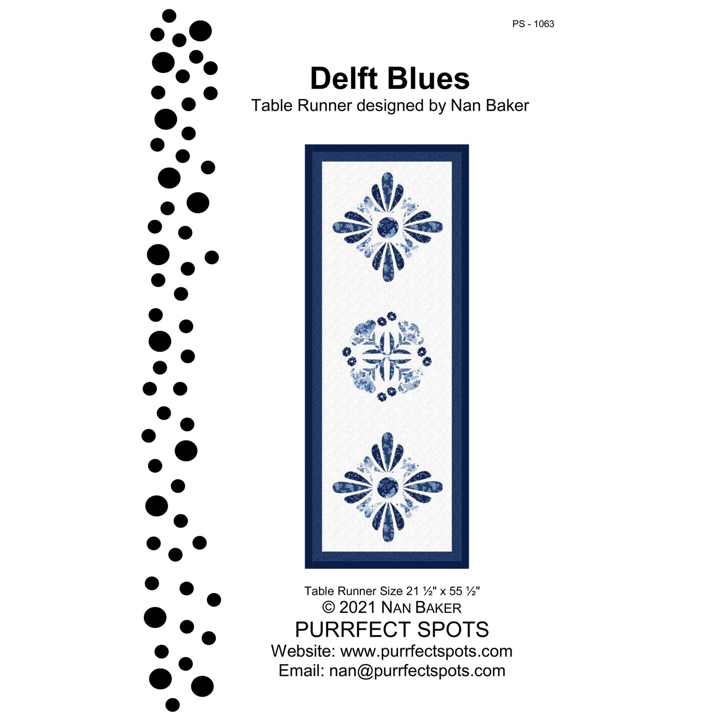 Delft Blues Table Runner Pattern PS-1063 - Paper Pattern