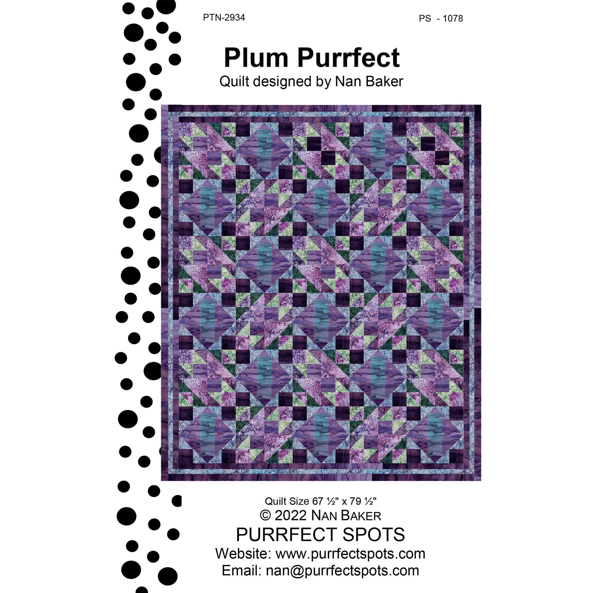 Cover image of pattern for Plum Purrfect Quilt.