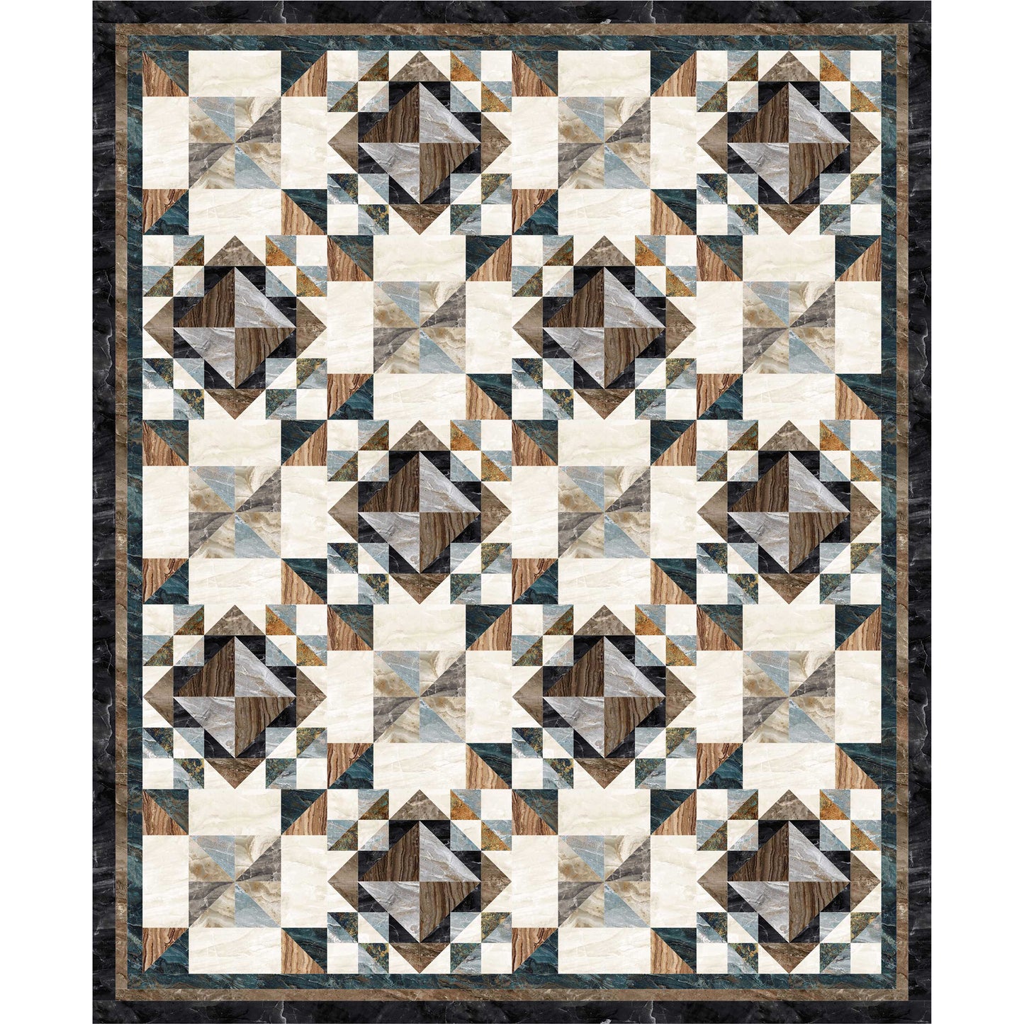 A stunning neutral quilt using all sorts of different surface design fabrics.