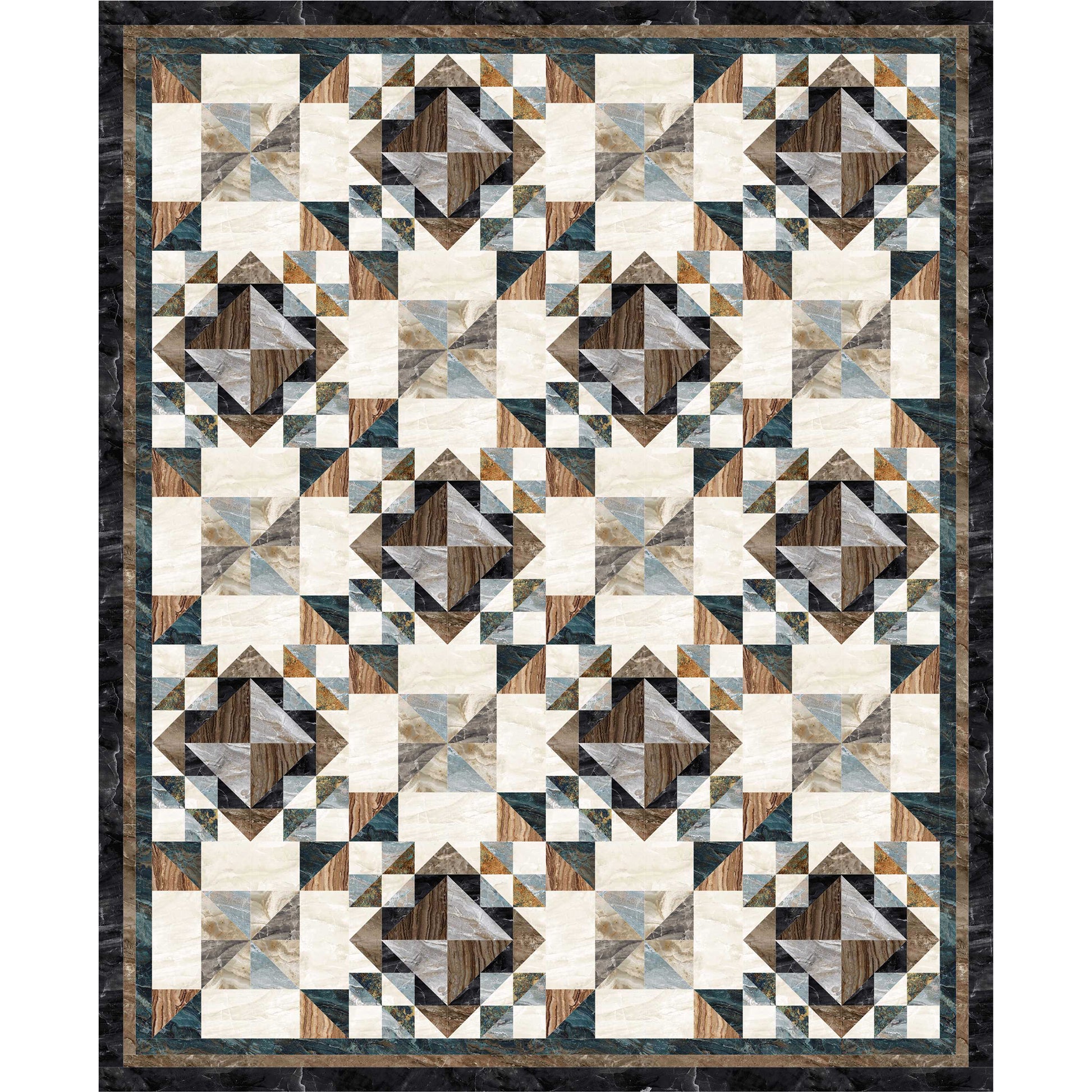 A stunning neutral quilt using all sorts of different surface design fabrics.