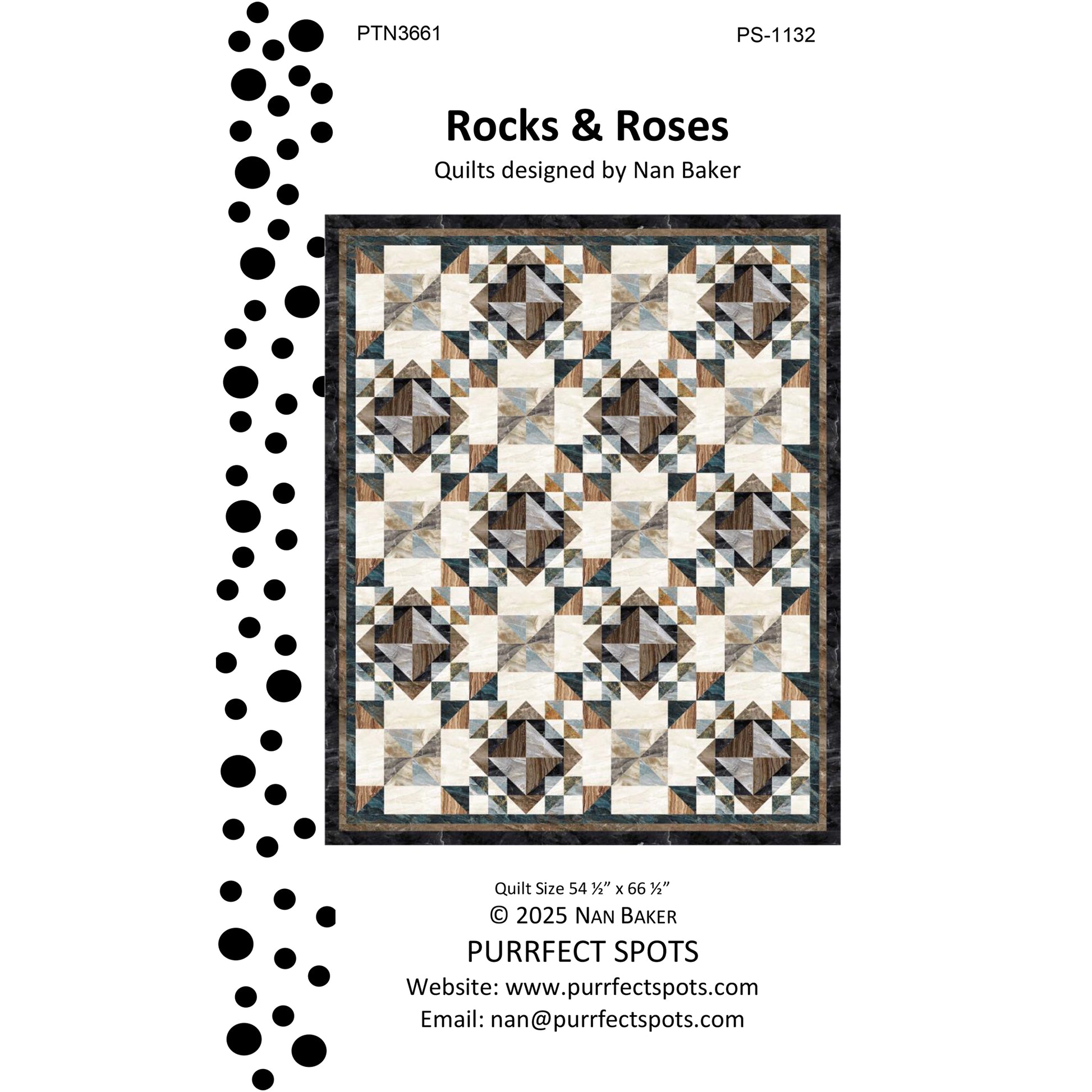 Cover image of pattern for Rocks and Roses quilt.