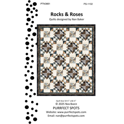Cover image of pattern for Rocks and Roses quilt.