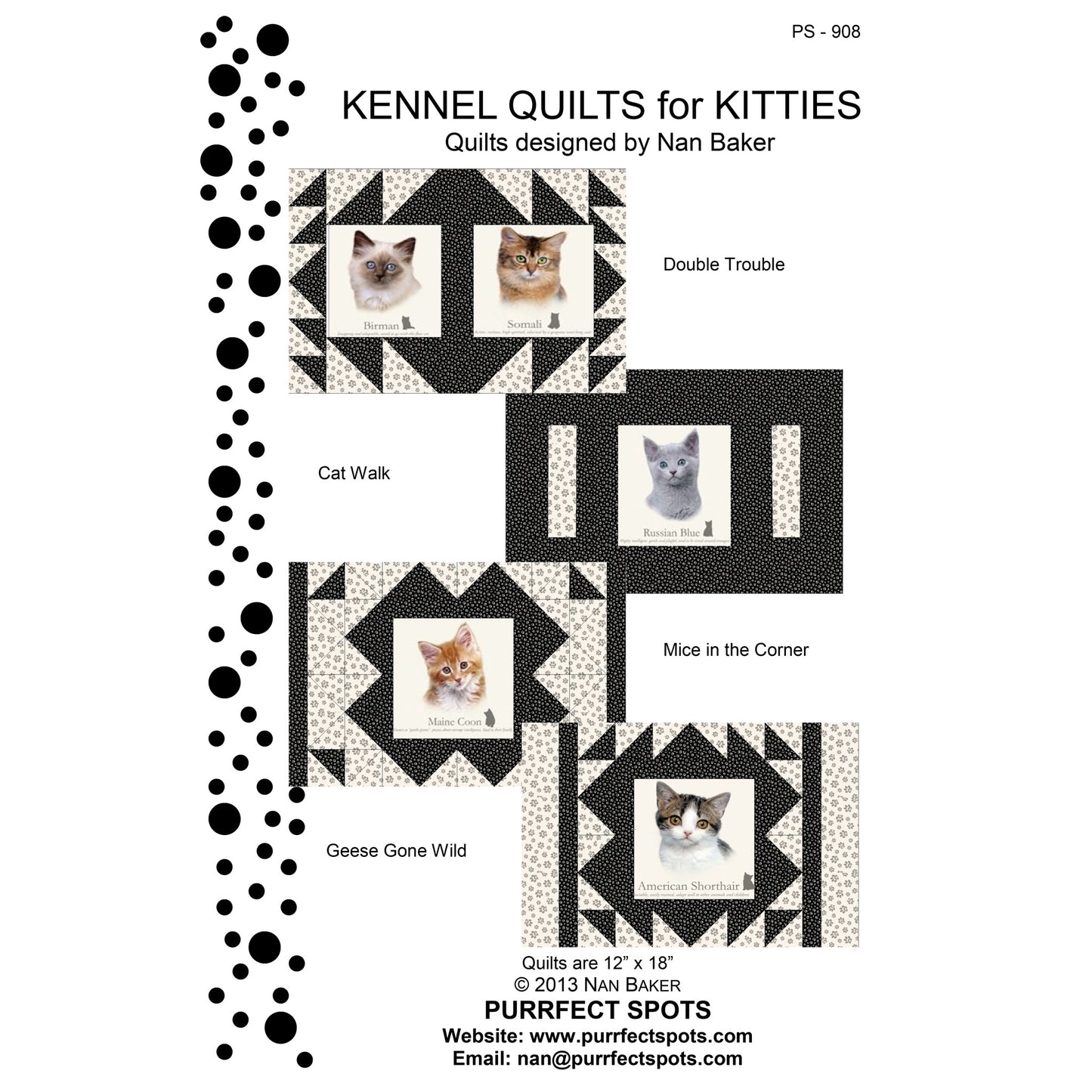 Kennel Quilts for Kitties Pattern PS-908 - Paper Pattern