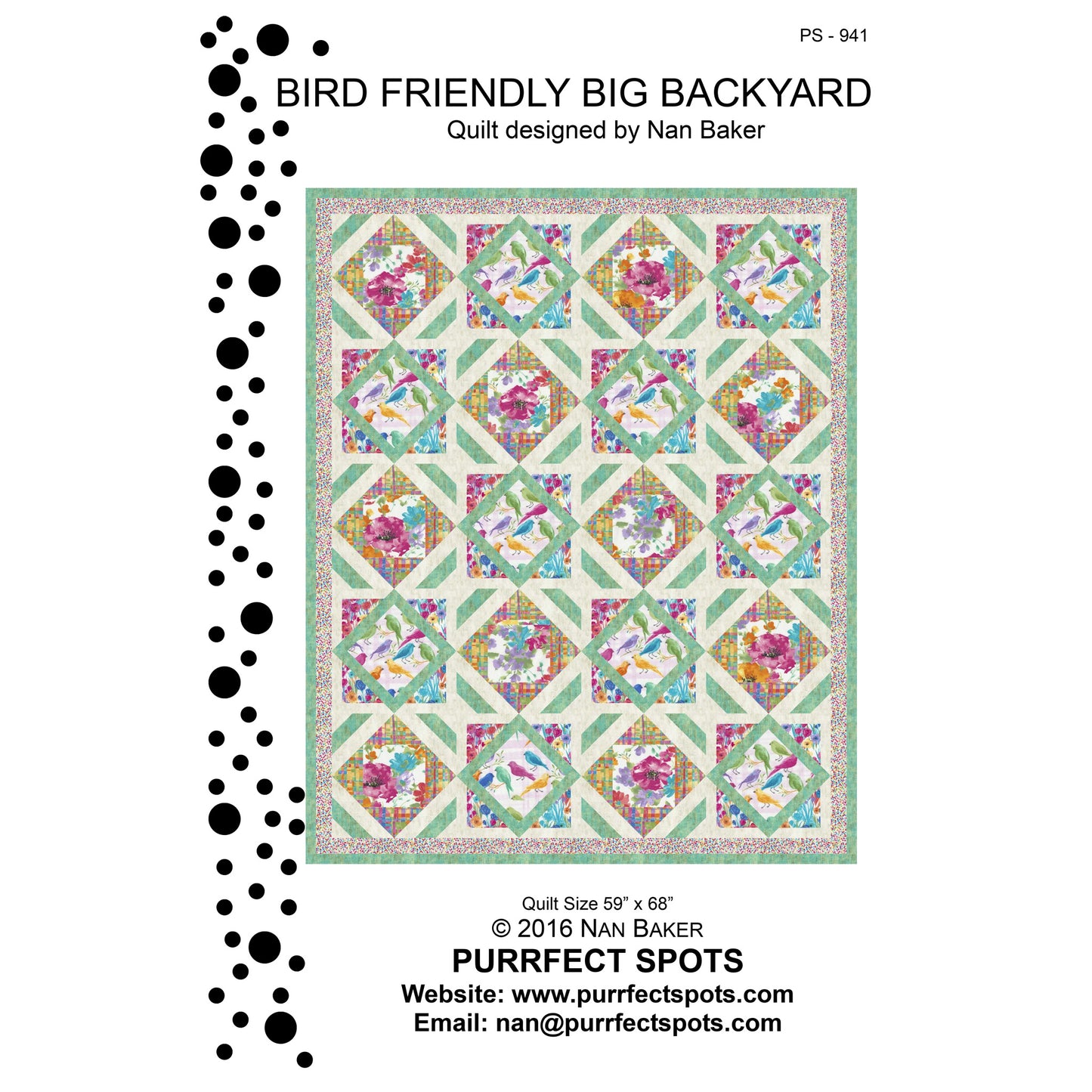 Bird Friendly Big Backyard Quilt Pattern PS-941 - Paper Pattern