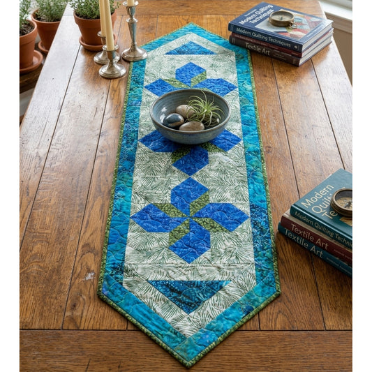 Abby's Star Flower Table Runner PVQ-010e - Downloadable Pattern