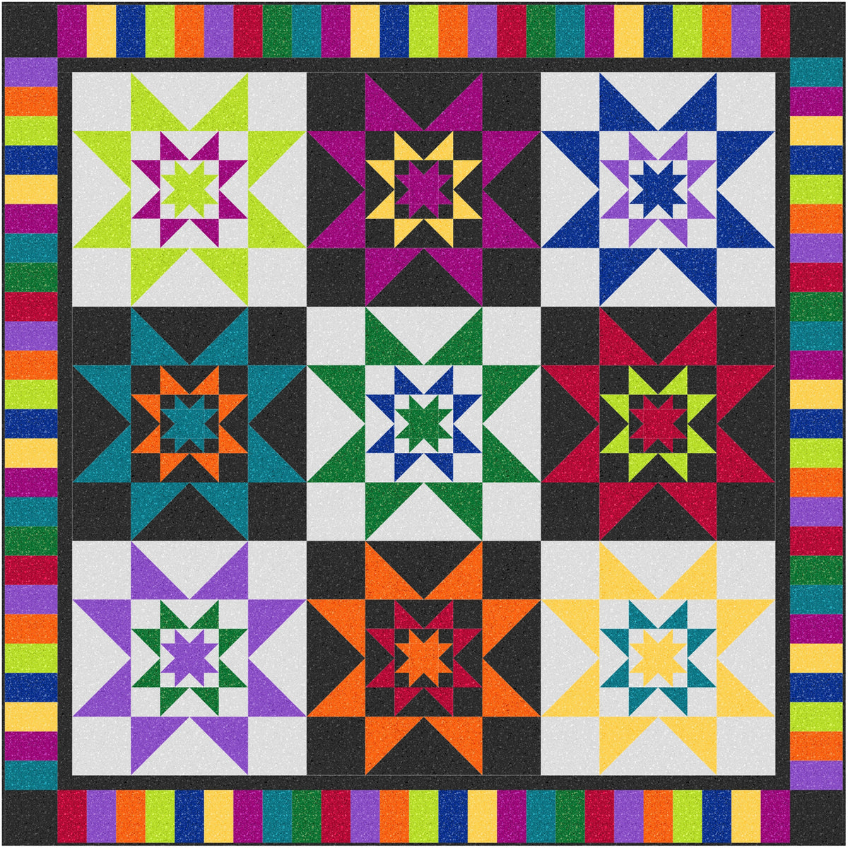 Many Rising Stars Quilt Pattern PWS-444 - Paper Pattern