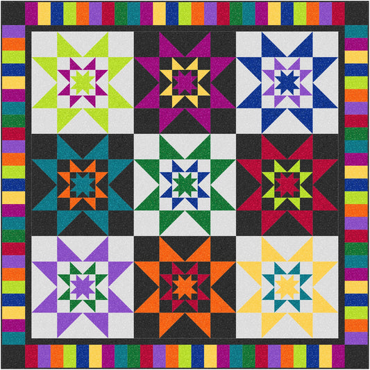 Many Rising Stars Quilt PWS-444e - Downloadable Pattern
