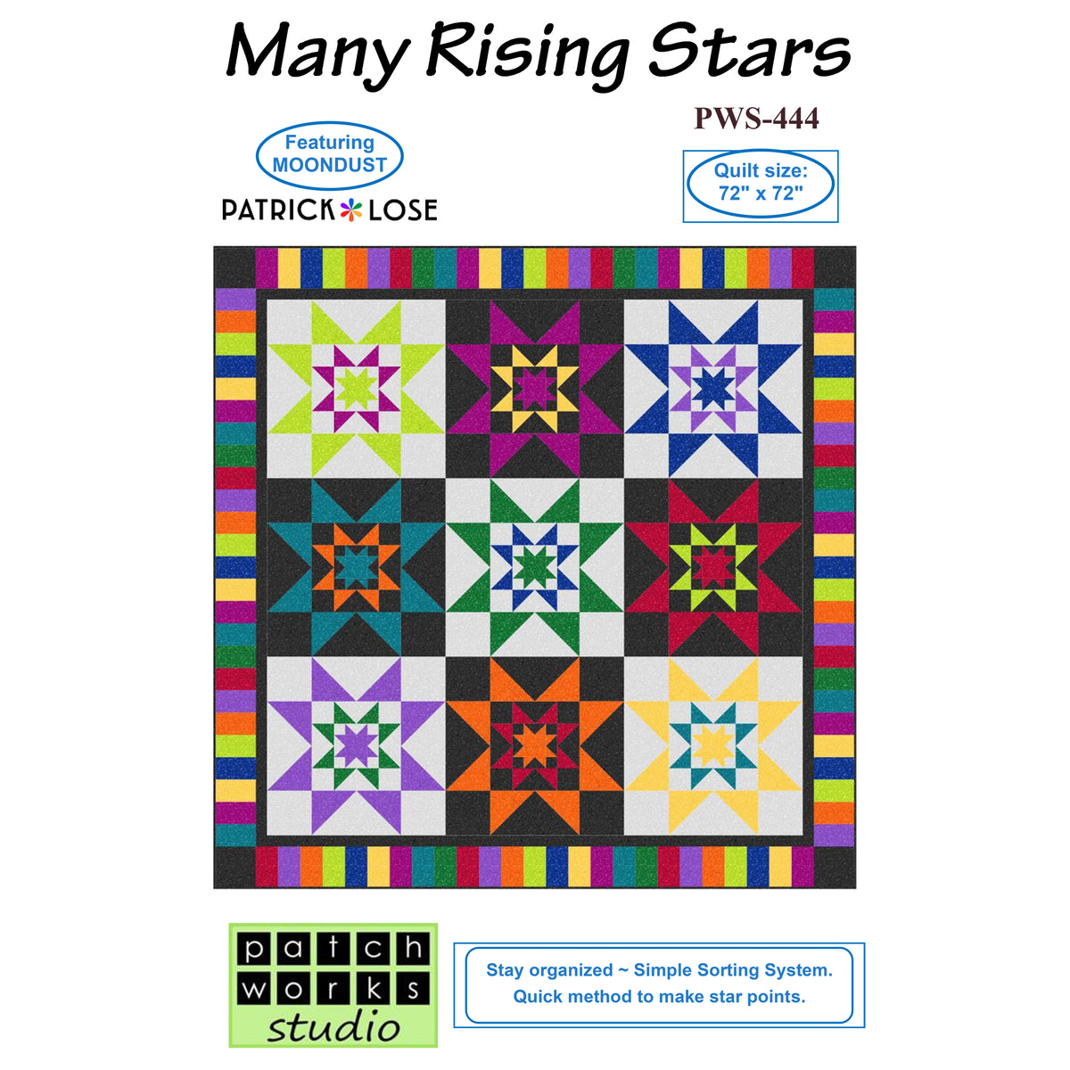 Many Rising Stars Quilt Pattern PWS-444 - Paper Pattern