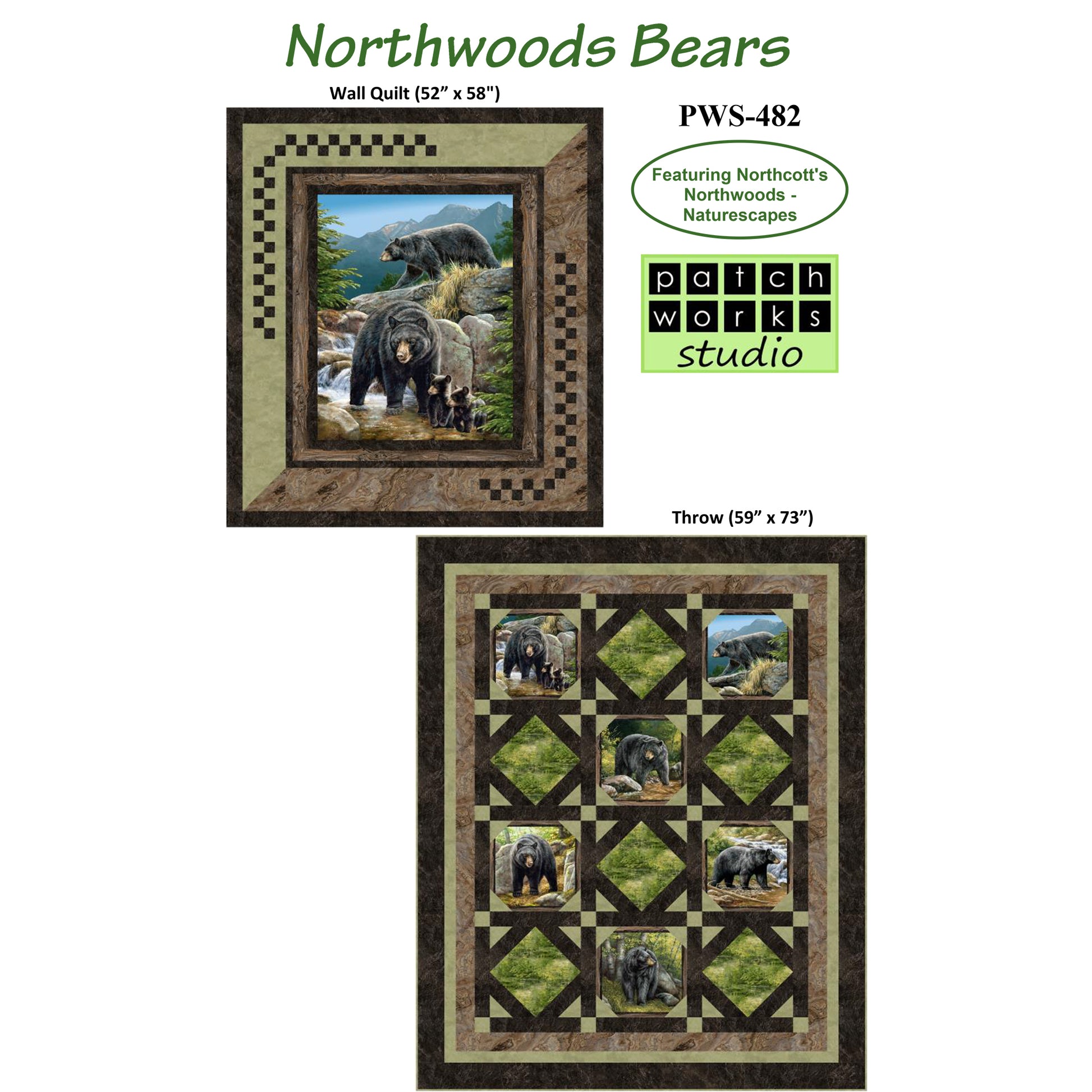 Cover image of pattern for Northwoods Bears quilts.