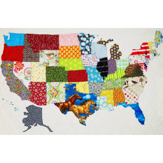 USA Patchwork Map Quilt QBE-104e - Downloadable Pattern