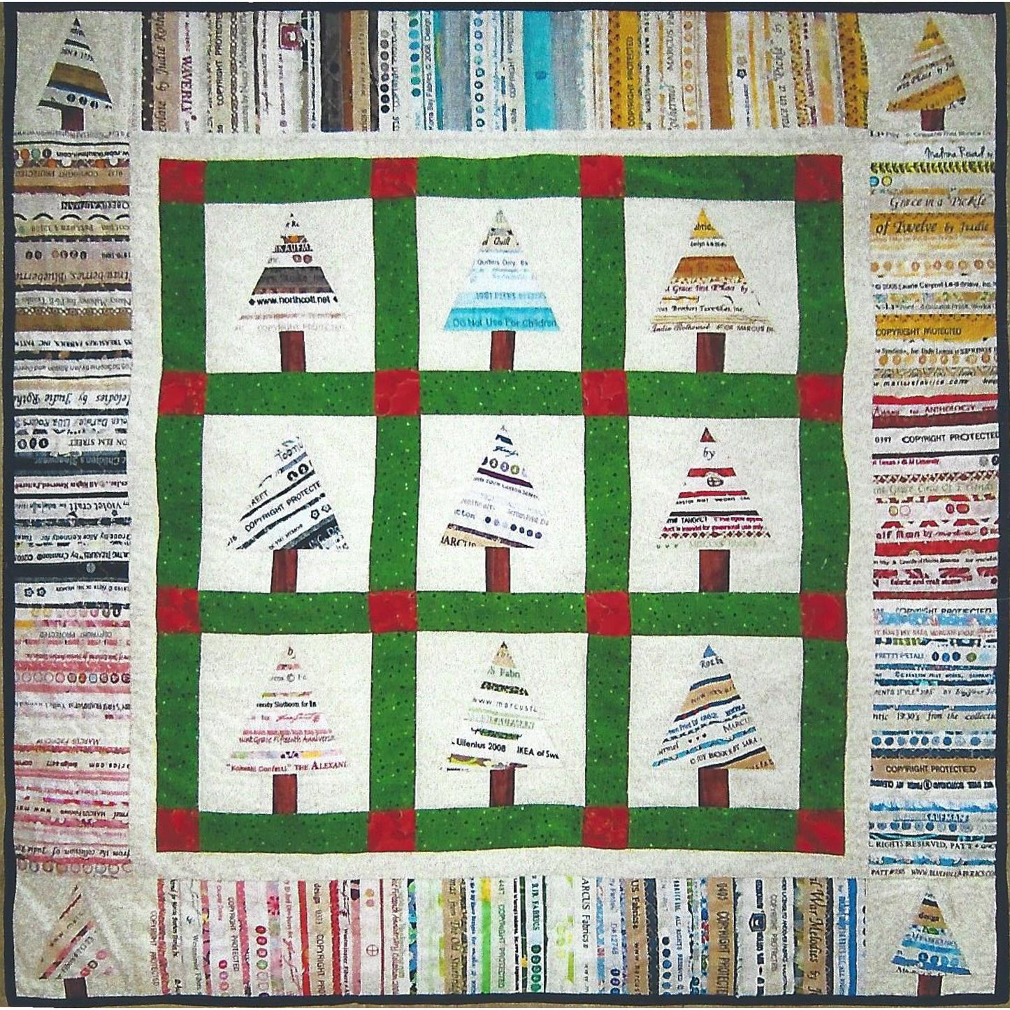 Selvage Christmas Trees Quilt QBE-116e - Downloadable Pattern