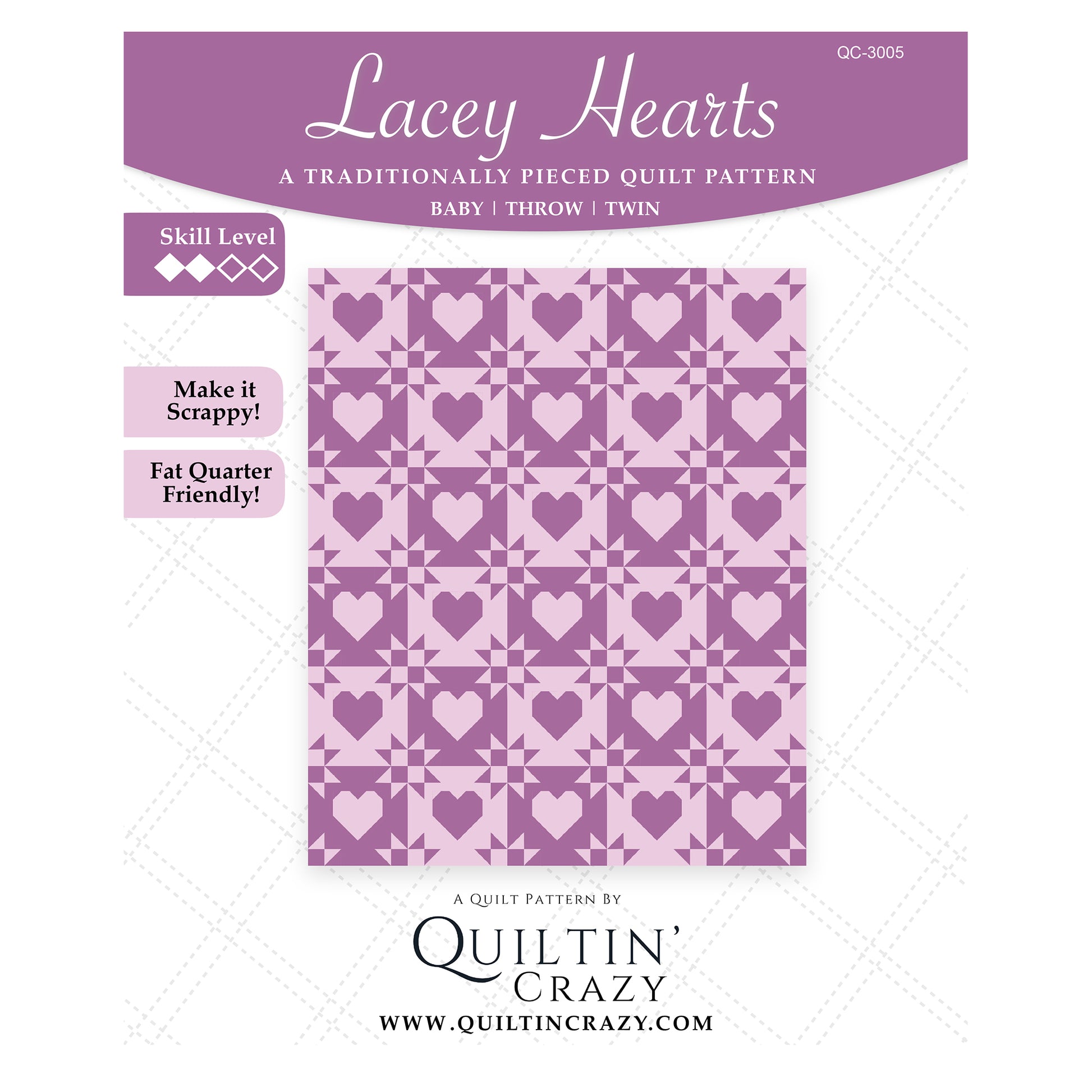 Cover image of pattern for Lacey Hearts Quilts.