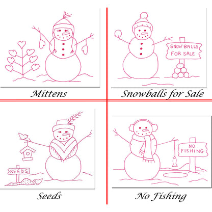 Snowmen Embroidery QLD-111e - Downloadable Pattern
