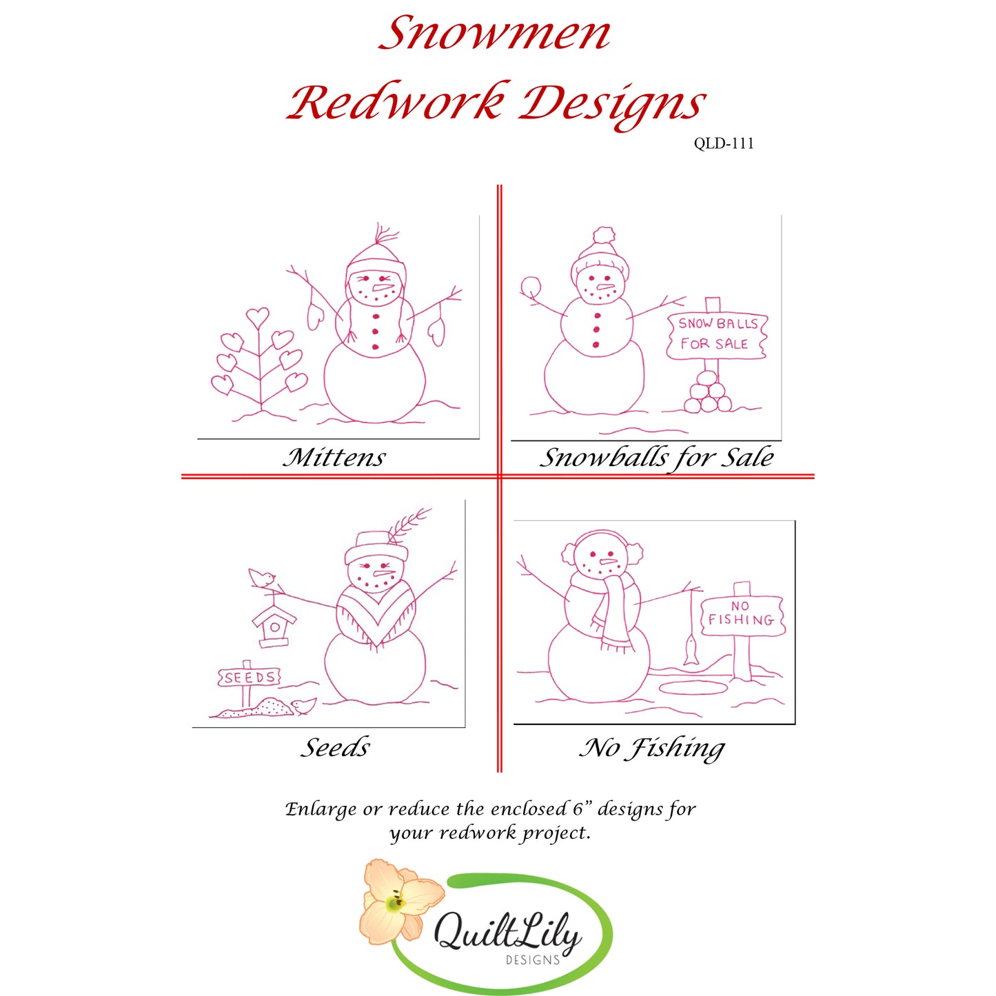 Snowmen Embroidery QLD-111e - Downloadable Pattern