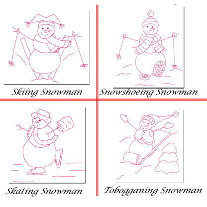 Snowmen Sports Embroidery QLD-113e - Downloadable Pattern
